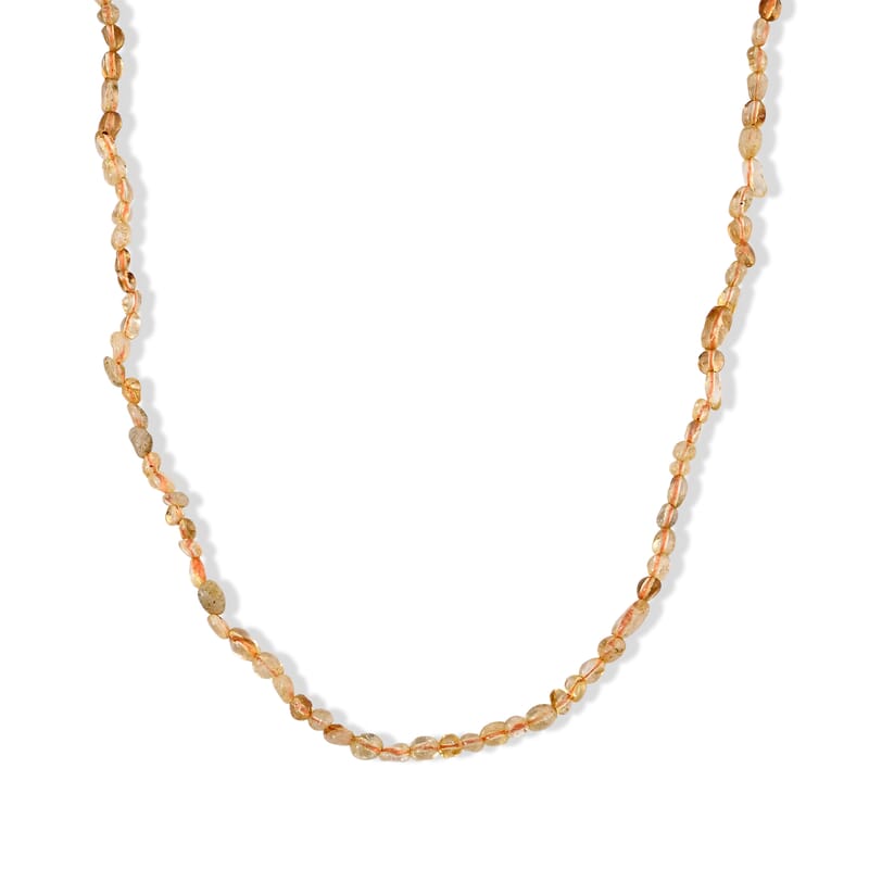 Brazilian Citrine 50.00 ctw Cord Beaded Necklace (17-19 Inches) in Stainless Steel