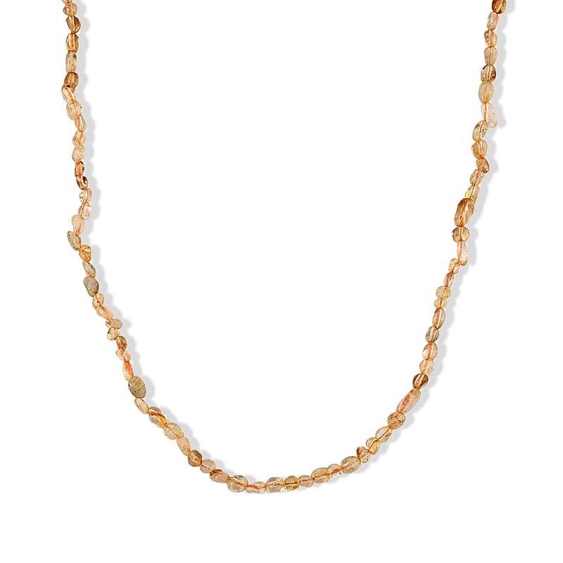 Brazilian Citrine 50.00 ctw Cord Beaded Necklace (17-19 Inches) in Stainless Steel