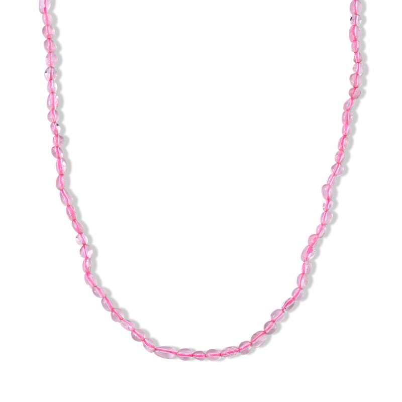 Rose Quartz 50.00 ctw Cord Beaded Necklace (17-19 Inches) in Stainless Steel