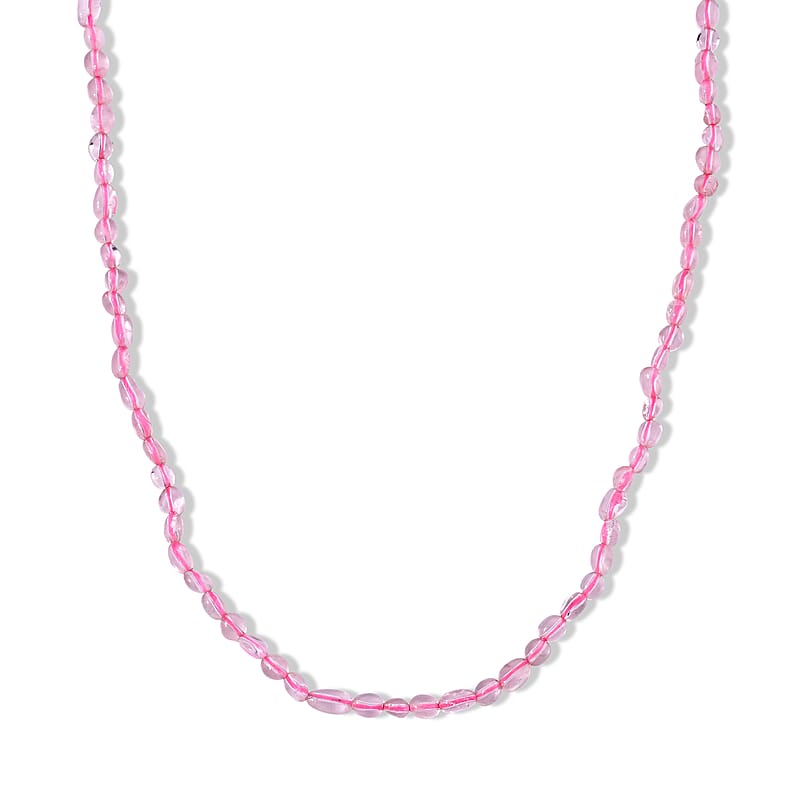 Rose Quartz 50.00 ctw Cord Beaded Necklace (17-19 Inches) in Stainless Steel