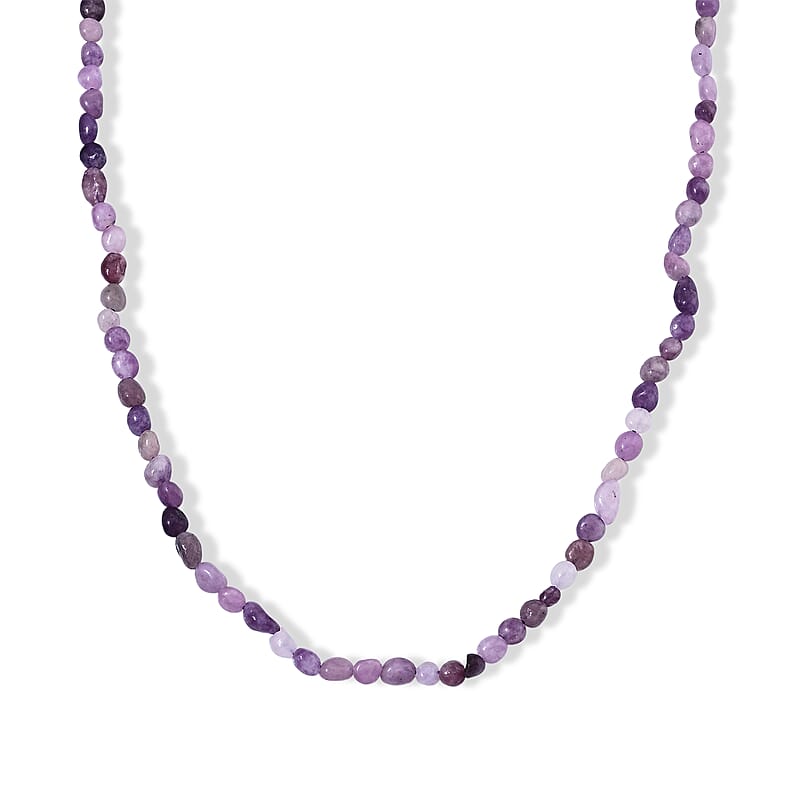 Purple Quartz 50.00 ctw Cord Beaded Necklace (17-19 Inches) in Stainless Steel