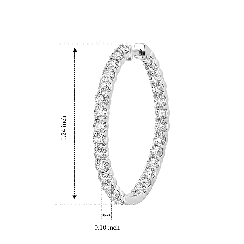 Diamond 0.85 ctw Hoop Earrings in Sterling Silver