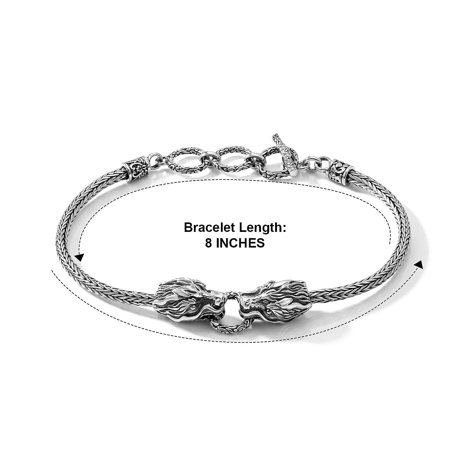 D'Joy Bali Legacy Dragon Bracelet in Sterling Silver (8.00 In) 12.80 Grams