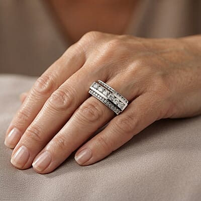 Luxuriant Lab Grown Diamond G-H SI 1.00 ctw Men's Ring in Rhodium Over Sterling Silver (Size 10.0)