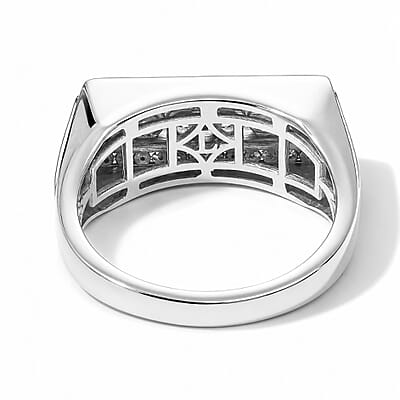 Luxuriant Lab Grown Diamond G-H SI 1.00 ctw Men's Ring in Rhodium Over Sterling Silver (Size 10.0)