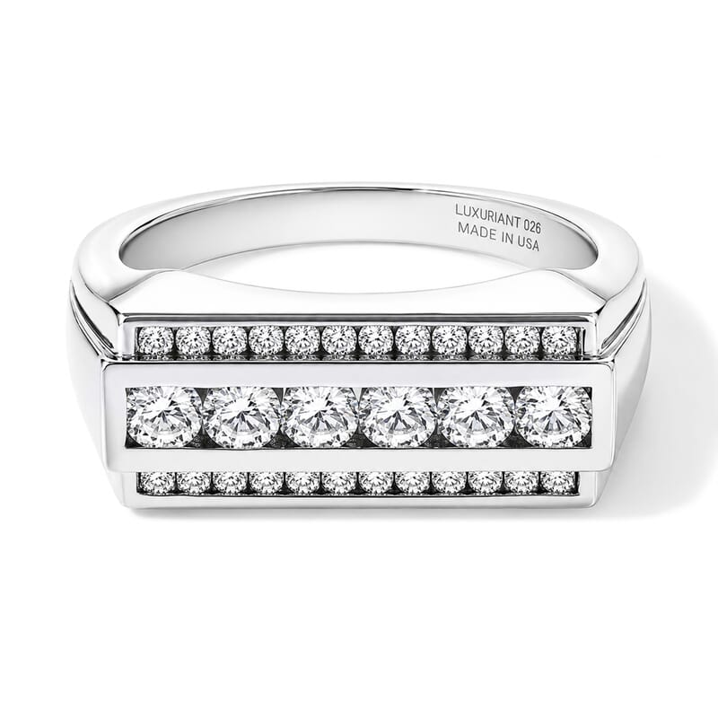 Luxuriant Lab Grown Diamond G-H SI 1.00 ctw Men's Ring in Rhodium Over Sterling Silver (Size 13.0)