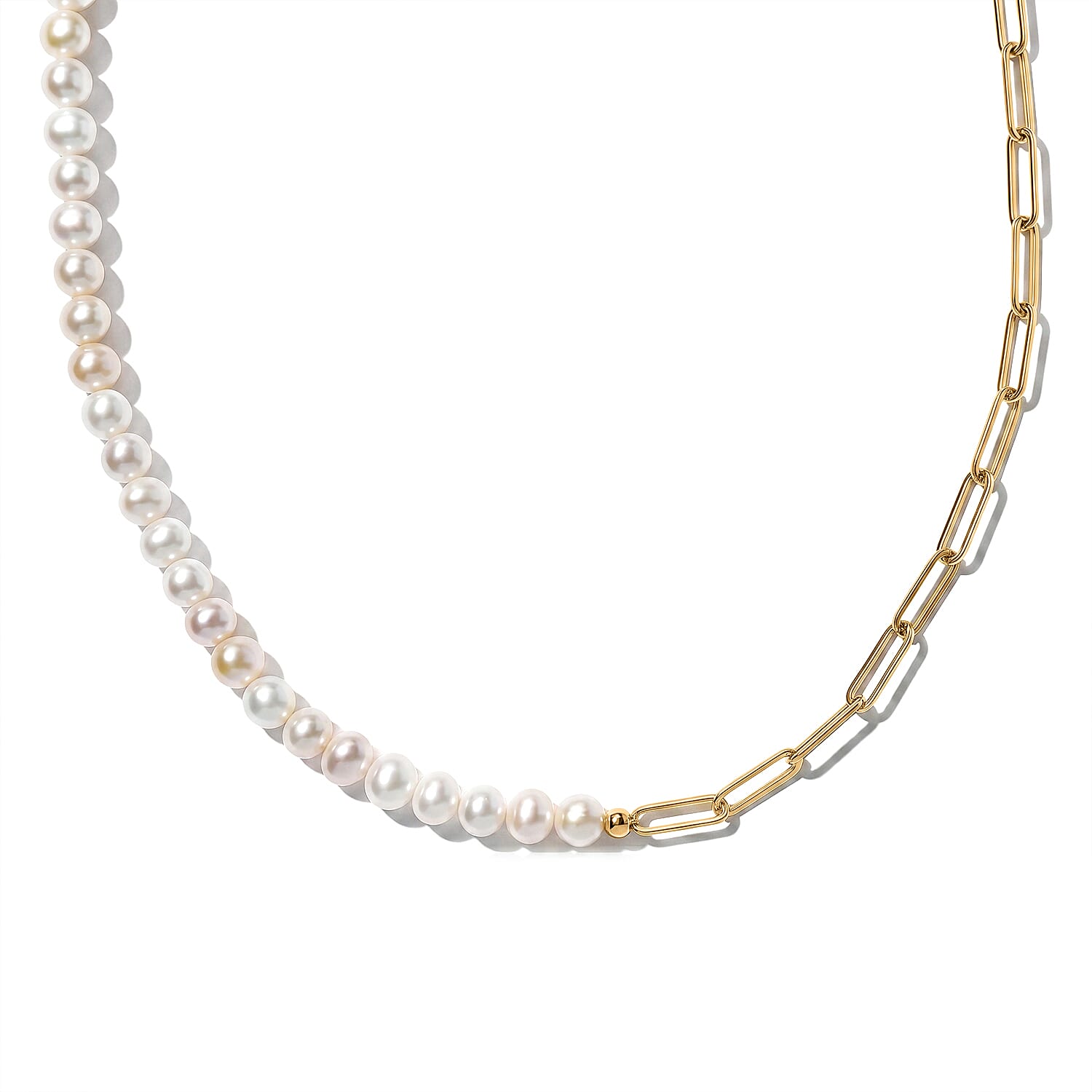D'Joy Freshwater Pearl Necklace (18-20 Inches) in 18K YG Plated Sterling Silver