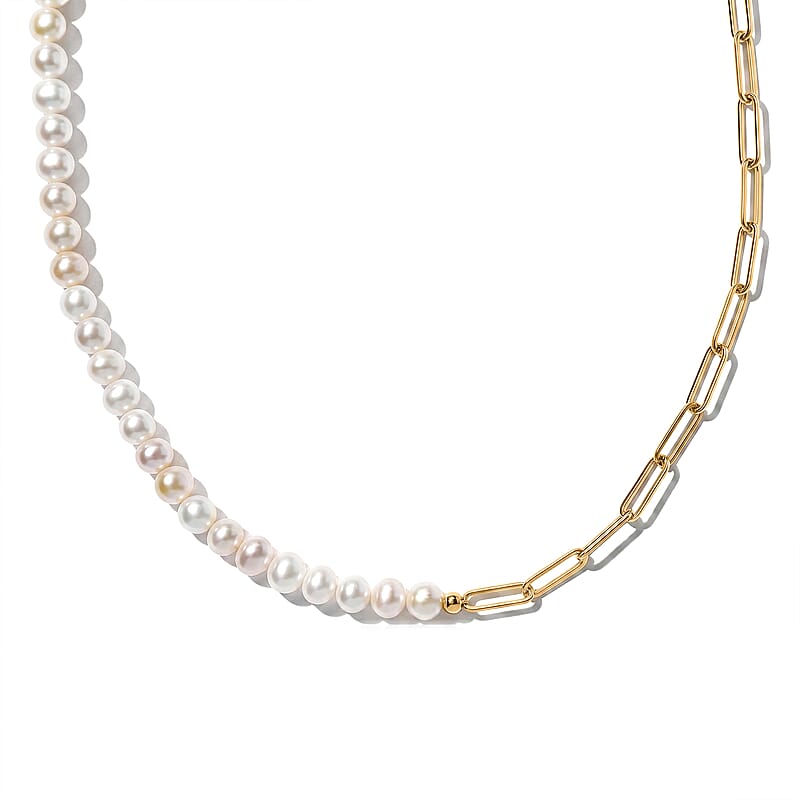 D'Joy Freshwater Pearl Necklace (18-20 Inches) in 18K YG Plated Sterling Silver