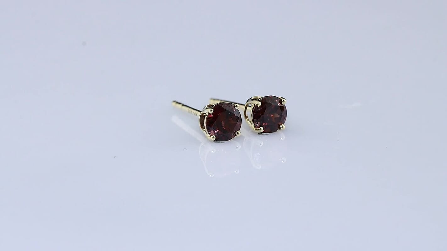 Luxoro AAA Red Zircon 1.50 ctw Earrings in 10K Yellow Gold