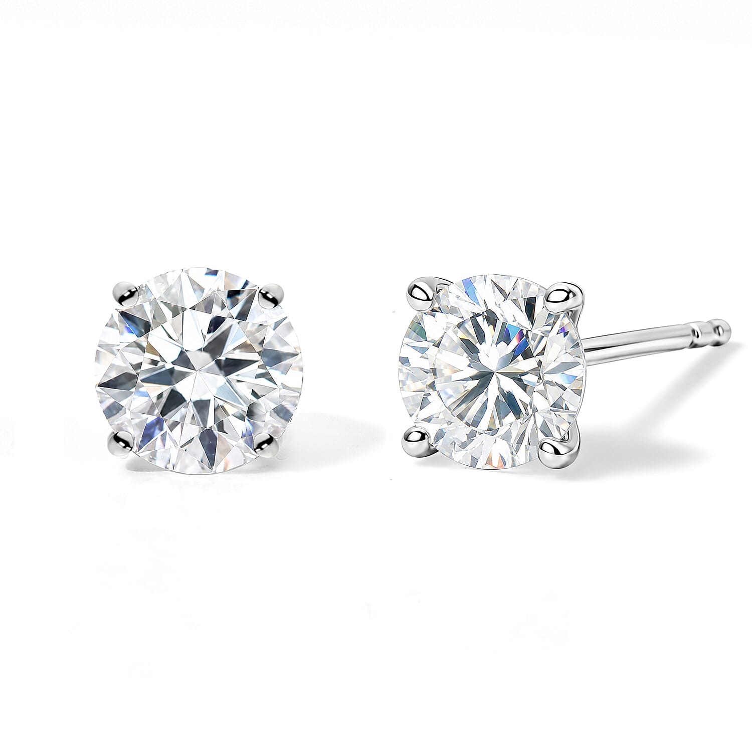 EverTrue Moissanite 2.00 ctw Solitaire Stud Earrings in Platinum Bond