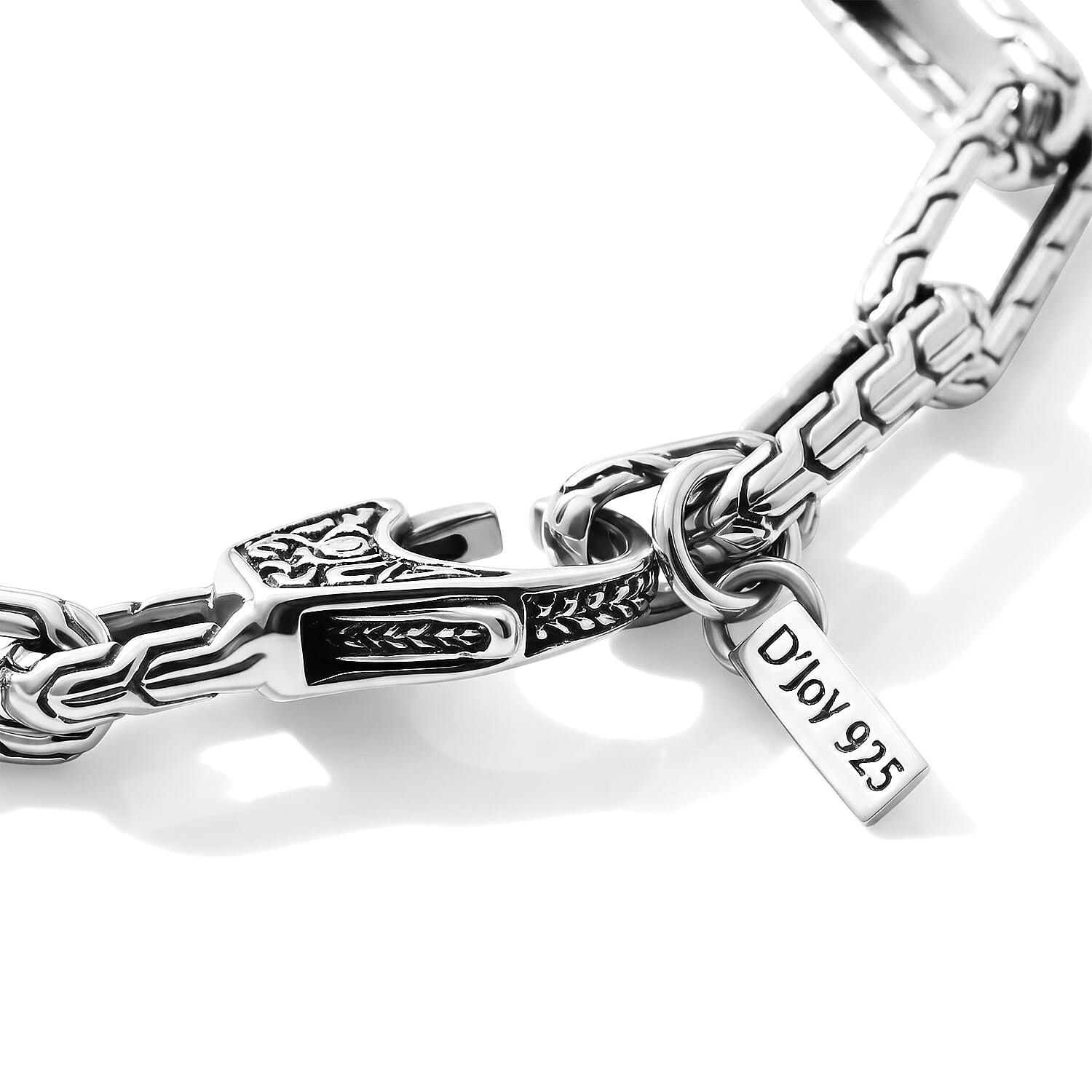 D'Joy Bali Legacy Paperclip with Tulang Naga Chain Bracelet in Sterling Silver (7.25 In) 14.25 Grams