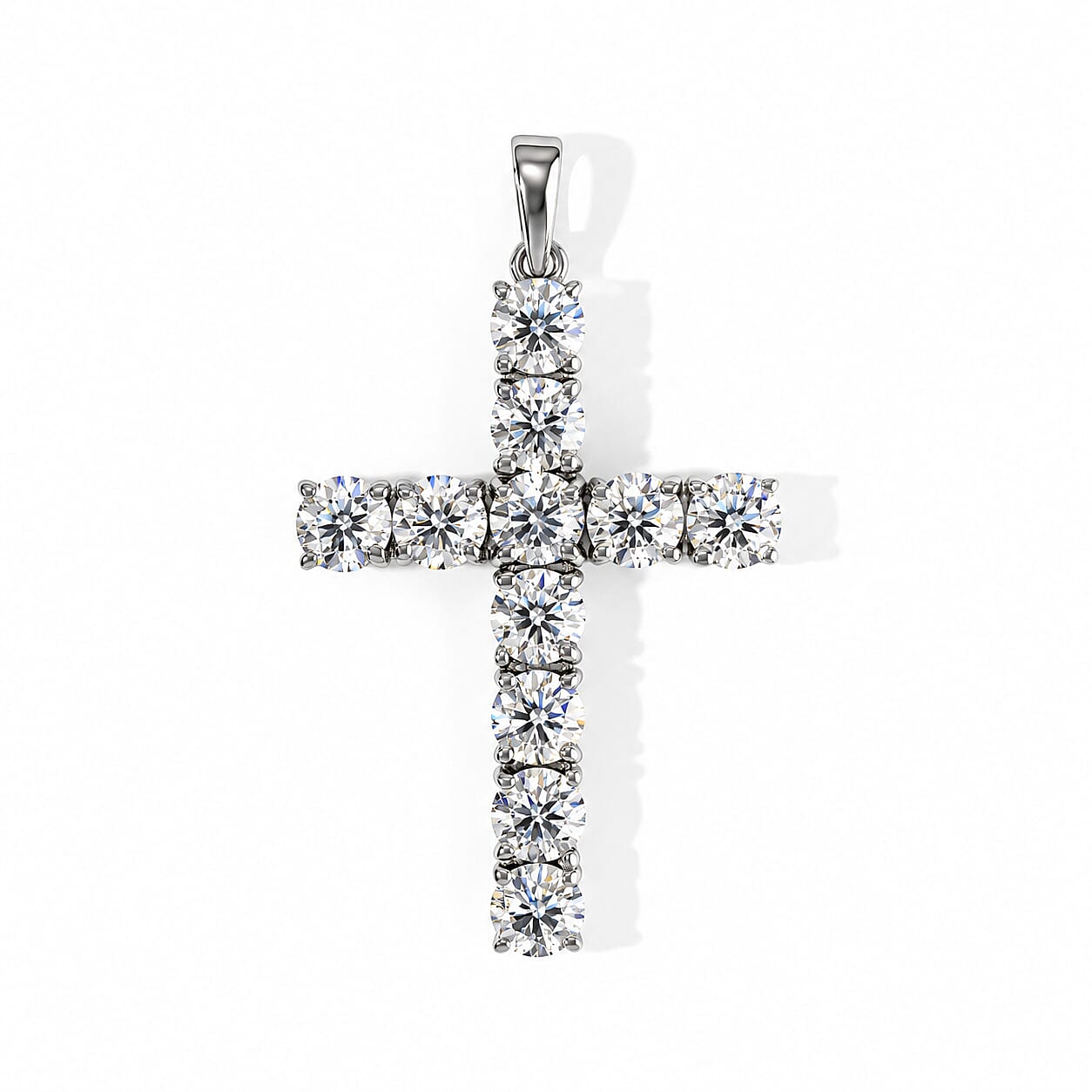 Doorbuster EverTrue Moissanite 5.10 ctw Cross Pendant without Chain in Stainless Steel