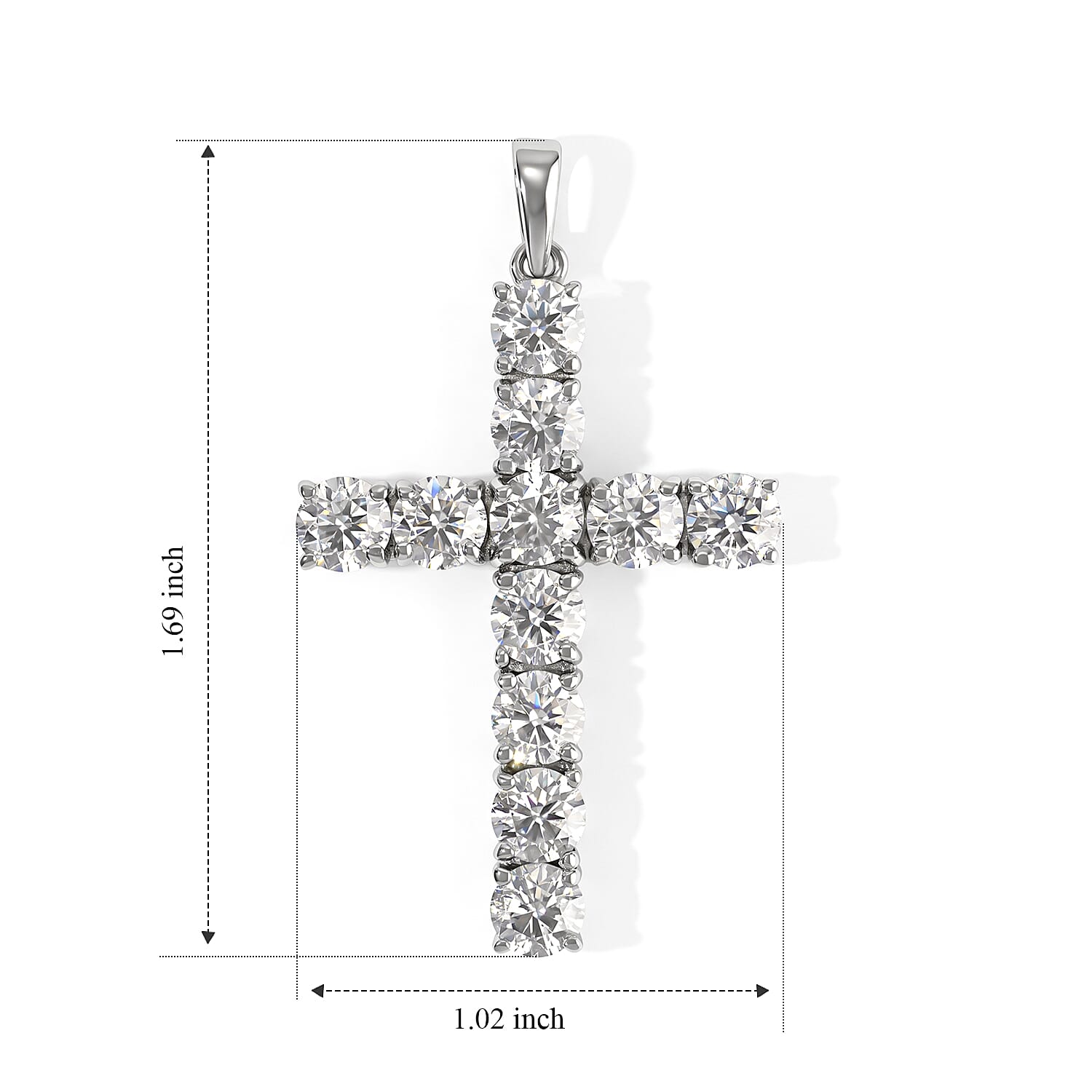 Doorbuster EverTrue Moissanite 5.10 ctw Cross Pendant without Chain in Stainless Steel