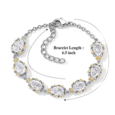 EverTrue Simulated Diamond Line Bracelet in 18K YG Plated and Platinum Bond (6.50 In)