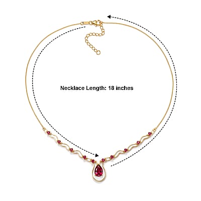 D'Joy Premium Niassa Ruby (FF) 6.00 ctw Passion Drop Necklace (18 Inches) in 18K Vermeil YG Over Sterling Silver