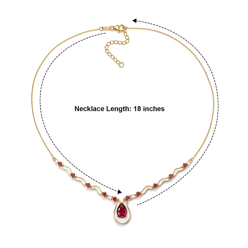 D'Joy Premium Niassa Ruby (FF) 6.00 ctw Passion Drop Necklace (18 Inches) in 18K Vermeil YG Over Sterling Silver