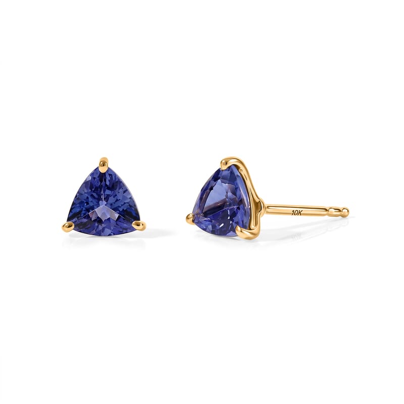 Doorbuster AA Tanzanite 1.70 ctw Dangling Earrings in 10K Yellow Gold