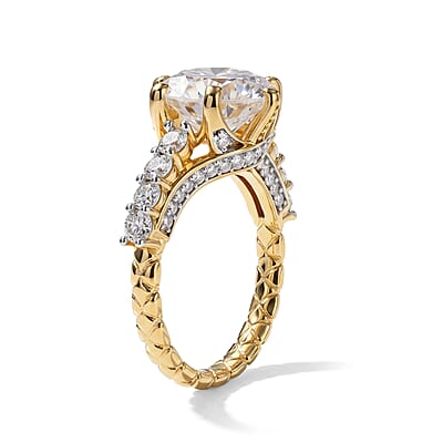 D'Joy Moissanite 4.25 ctw Ring in 18K Vermeil Yellow Gold Over Sterling Silver (Size 6.0)