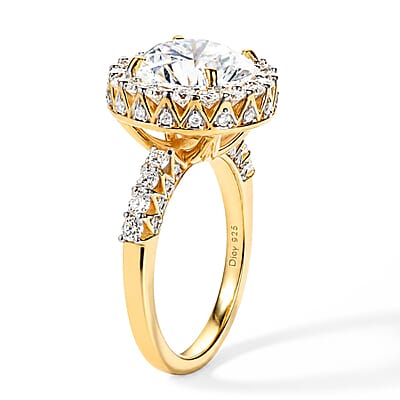 D'Joy Moissanite 4.50 ctw Ring in 18K Vermeil Yellow Gold Over Sterling Silver (Size 6.0)