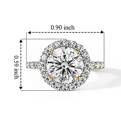 D'Joy Moissanite 4.50 ctw Ring in 18K Vermeil Yellow Gold Over Sterling Silver (Size 6.0)