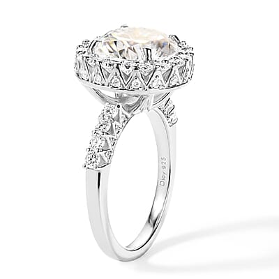 D'Joy Moissanite 4.50 ctw Ring in Rhodium Over Sterling Silver (Size 6.0)