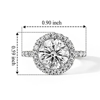 D'Joy Moissanite 4.50 ctw Ring in Rhodium Over Sterling Silver (Size 6.0)