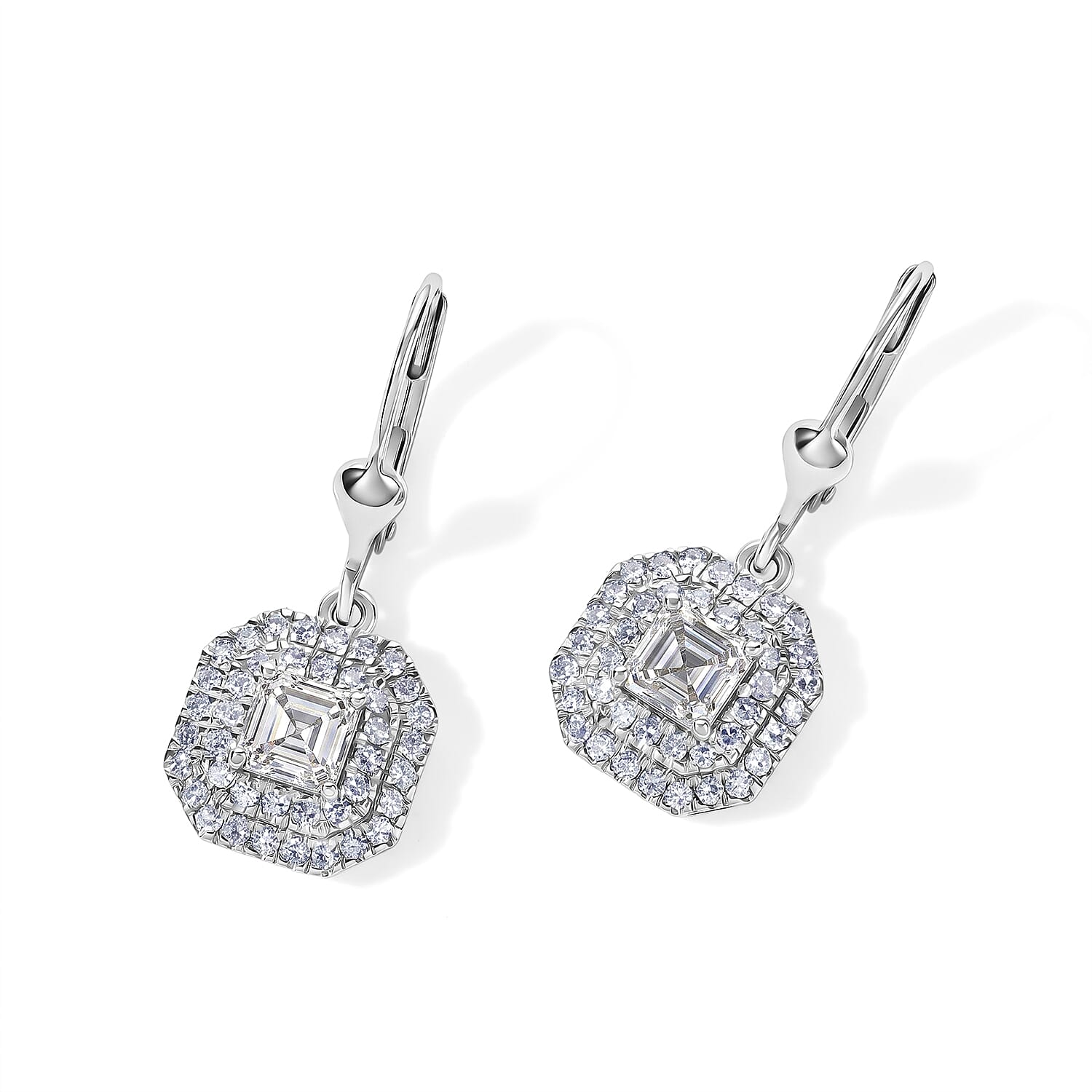Luxuriant Asscher Cut Lab Grown Diamond G-H SI 1.75 ctw Earrings in Rhodium Over Sterling Silver