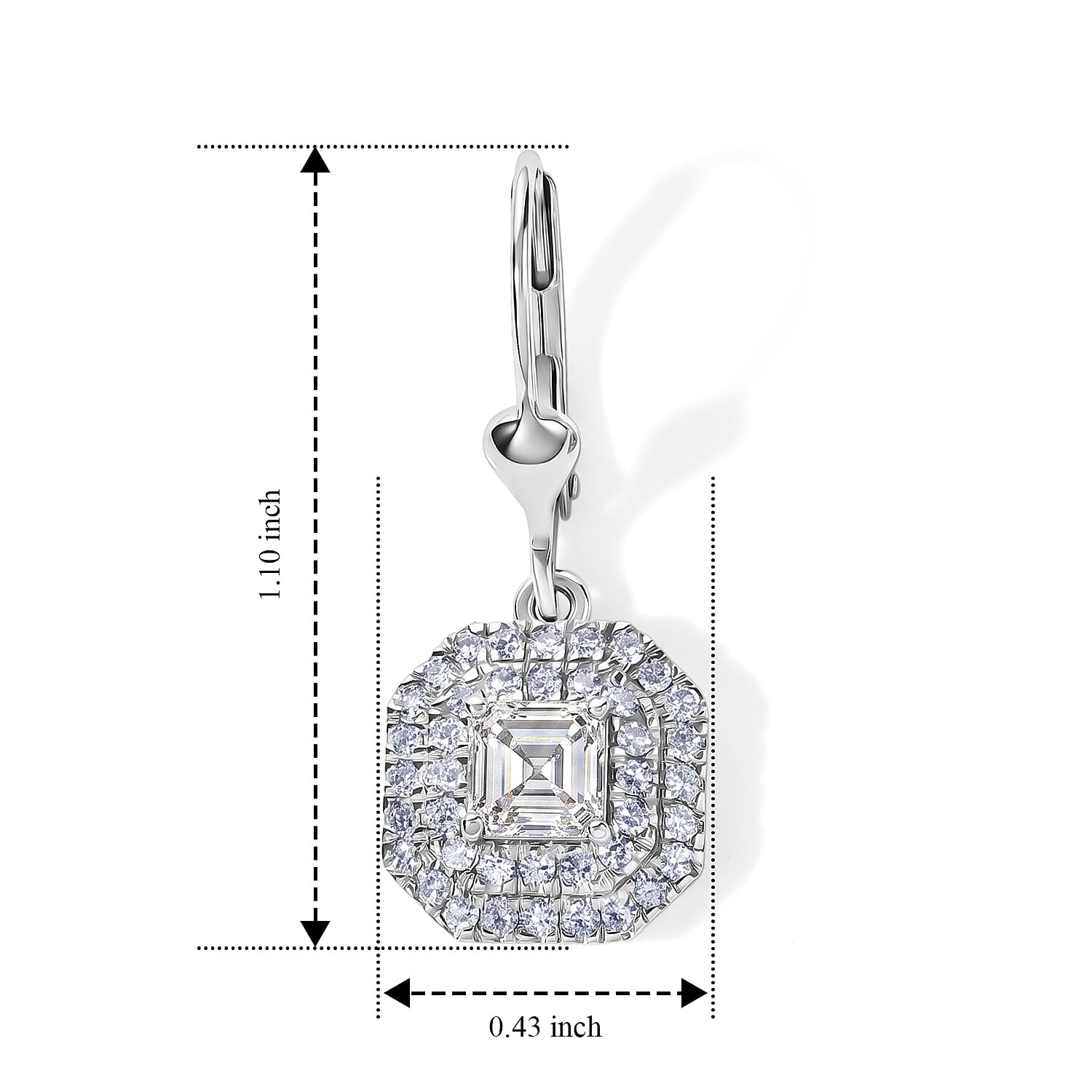 Luxuriant Asscher Cut Lab Grown Diamond G-H SI 1.75 ctw Earrings in Rhodium Over Sterling Silver