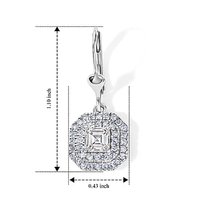 Luxuriant Asscher Cut Lab Grown Diamond G-H SI 1.75 ctw Earrings in Rhodium Over Sterling Silver