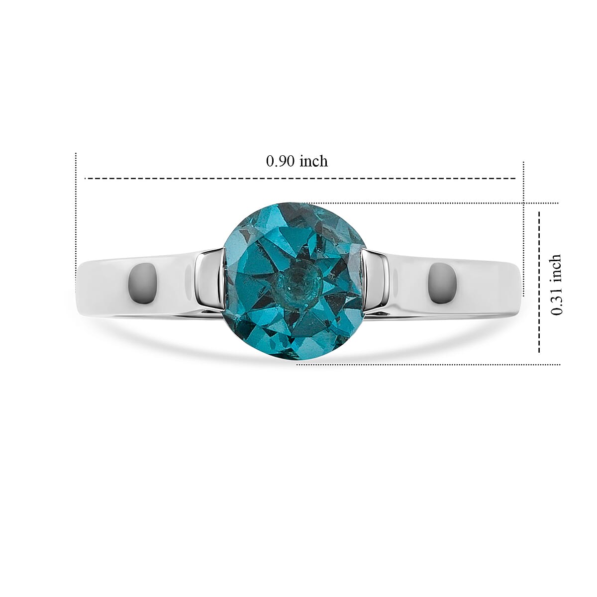 Teal Quartz 1.30 ctw Solitaire Ring in Sterling Silver (Size 7.0) image number 5