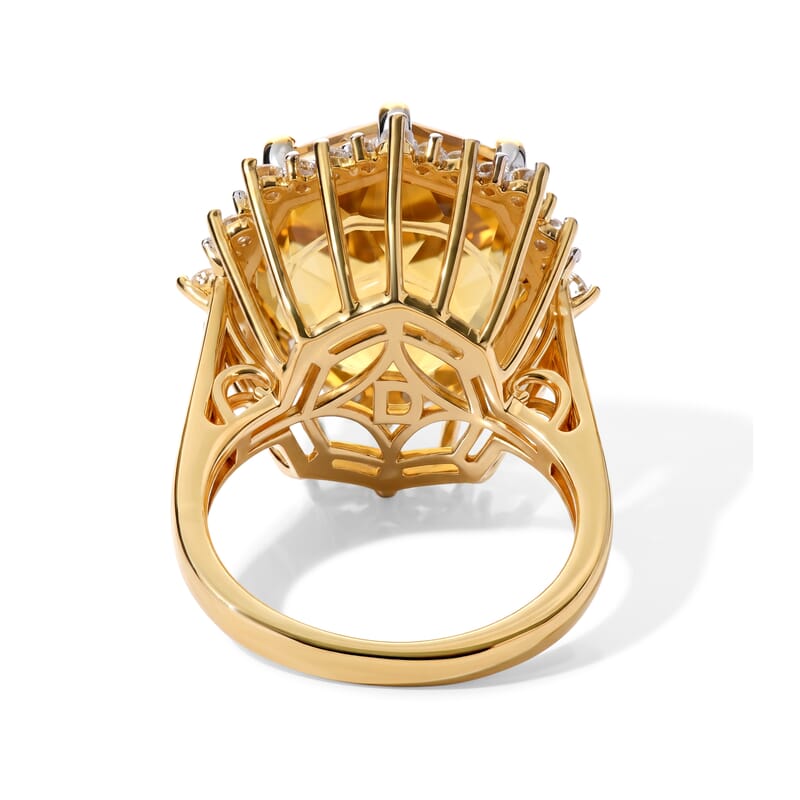 D'Joy Brazilian Citrine and White Zircon 13.00 ctw Ring in 18K Vermeil Yellow Gold Over Sterling Silver (Size 6.0)