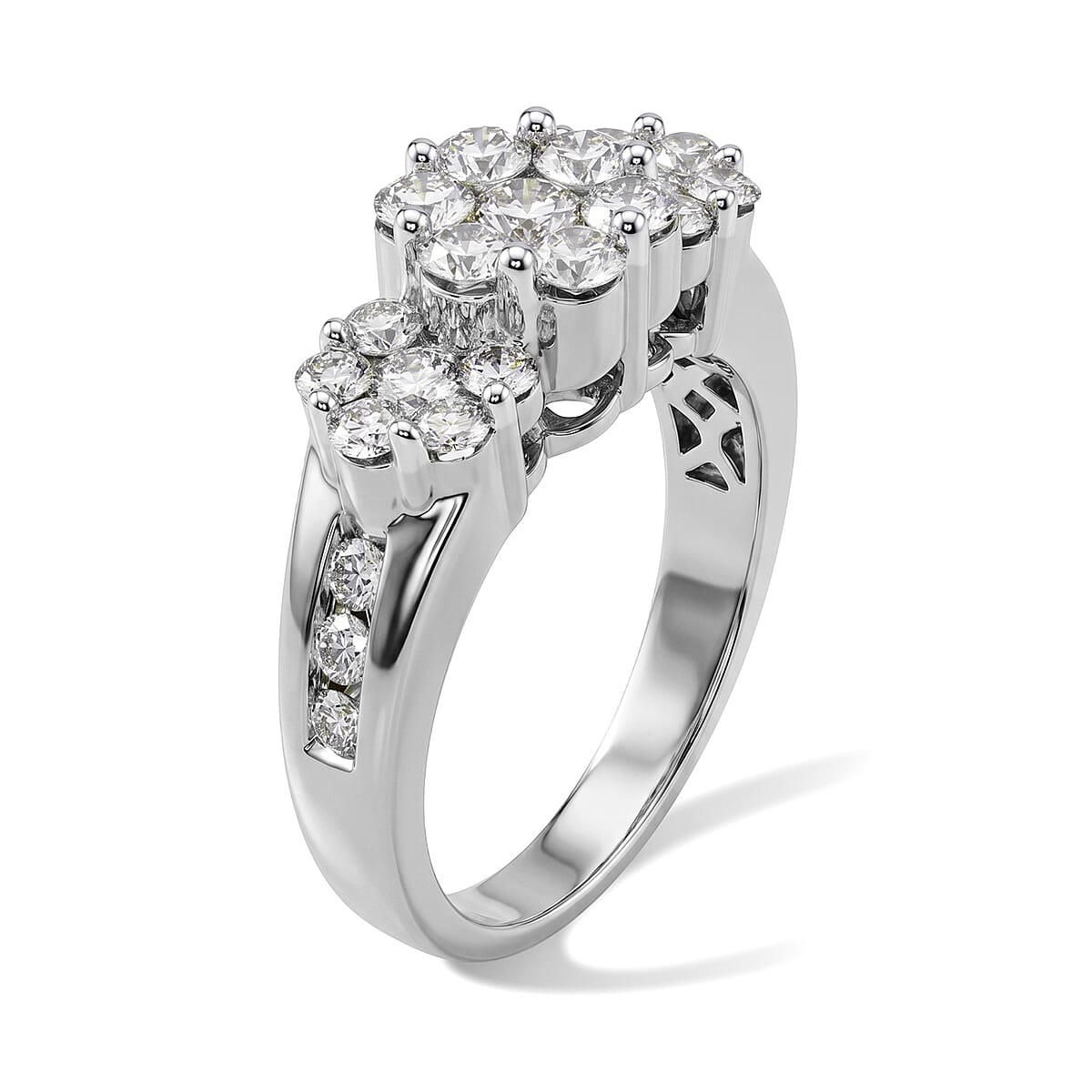 White Diamond H SI1 1.50 ctw Ring in 10K White Gold (Size 7.0) (Ships in 10-12 Days) 5.10 Grams image number 3