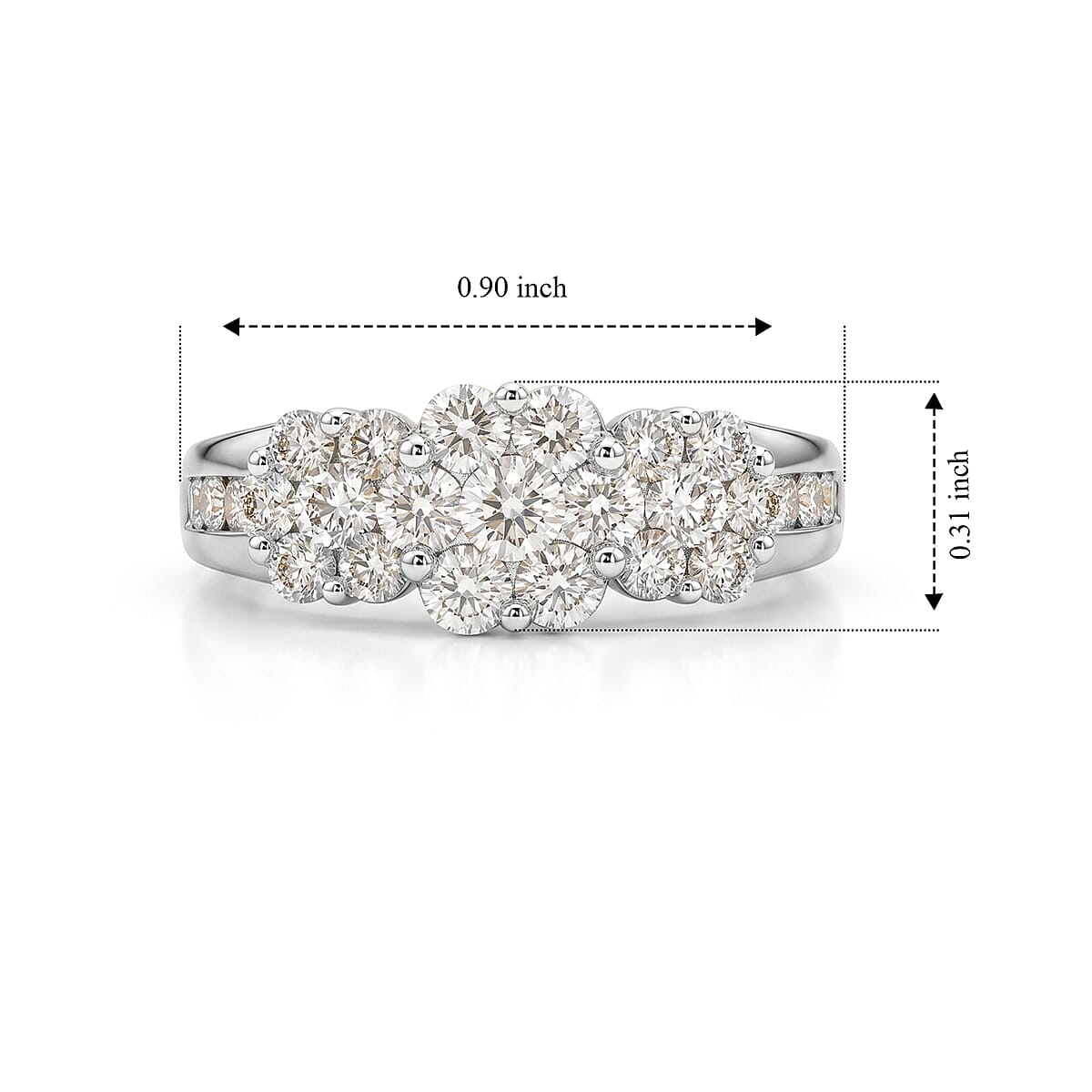 White Diamond H SI1 1.50 ctw Ring in 10K White Gold (Size 7.0) (Ships in 10-12 Days) 5.10 Grams image number 5