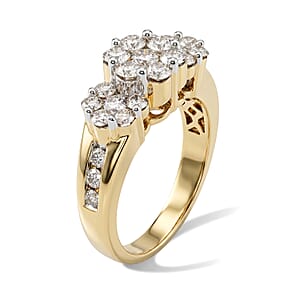 White Diamond H SI1 1.50 ctw Ring in 10K Yellow Gold (Size 7.0) (Ships in 10-12 Days) 5.10 Grams