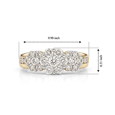 White Diamond H SI1 1.50 ctw Ring in 10K Yellow Gold (Size  7.0)  5.10 Grams