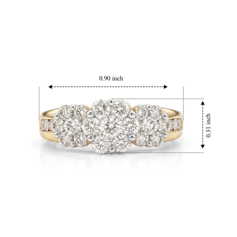 White Diamond H SI1 1.50 ctw Ring in 10K Yellow Gold (Size  7.0)  5.10 Grams