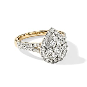 White Diamond F-G SI2 1.00 ctw Cluster Ring in 10K Yellow Gold (Size 7.0)