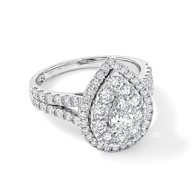 White Diamond G SI2 1.65 ctw Cluster Ring in 14K White Gold (Size 7.0) 4.30 Grams