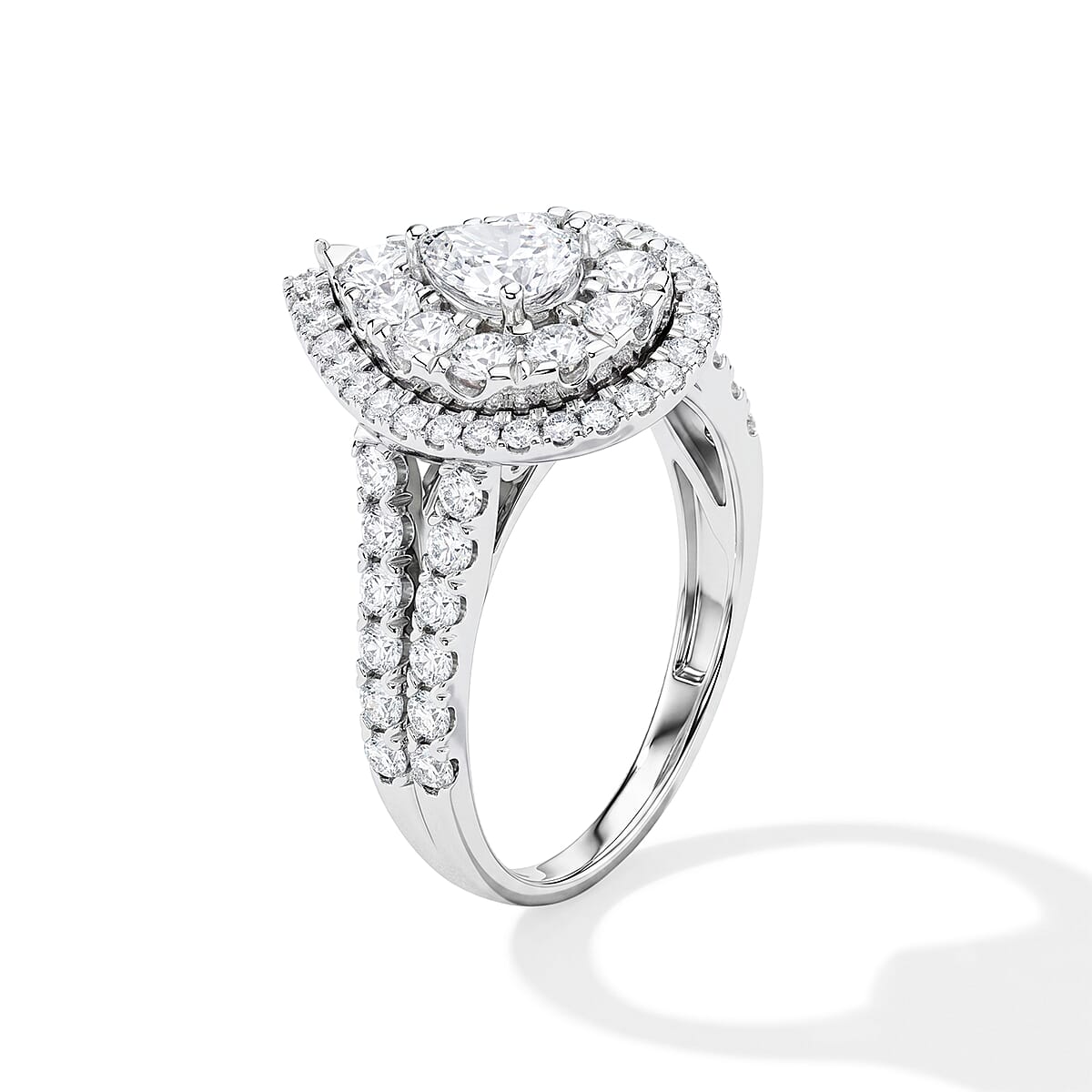 White Diamond G SI2 1.65 ctw Cluster Ring in 14K White Gold (Size 7.0) 4.30 Grams image number 3