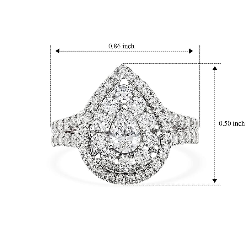 White Diamond G SI2 1.65 ctw Cluster Ring in 14K White Gold (Size 7.0) 4.30 Grams