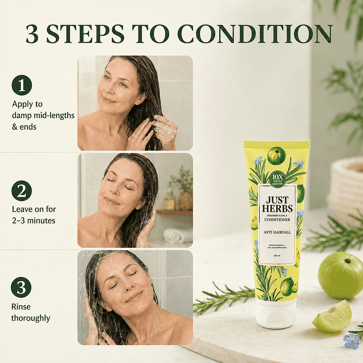 Just Herbs Anti Hairfall Conditioner | Rosemary, Amla & 14 Herbs