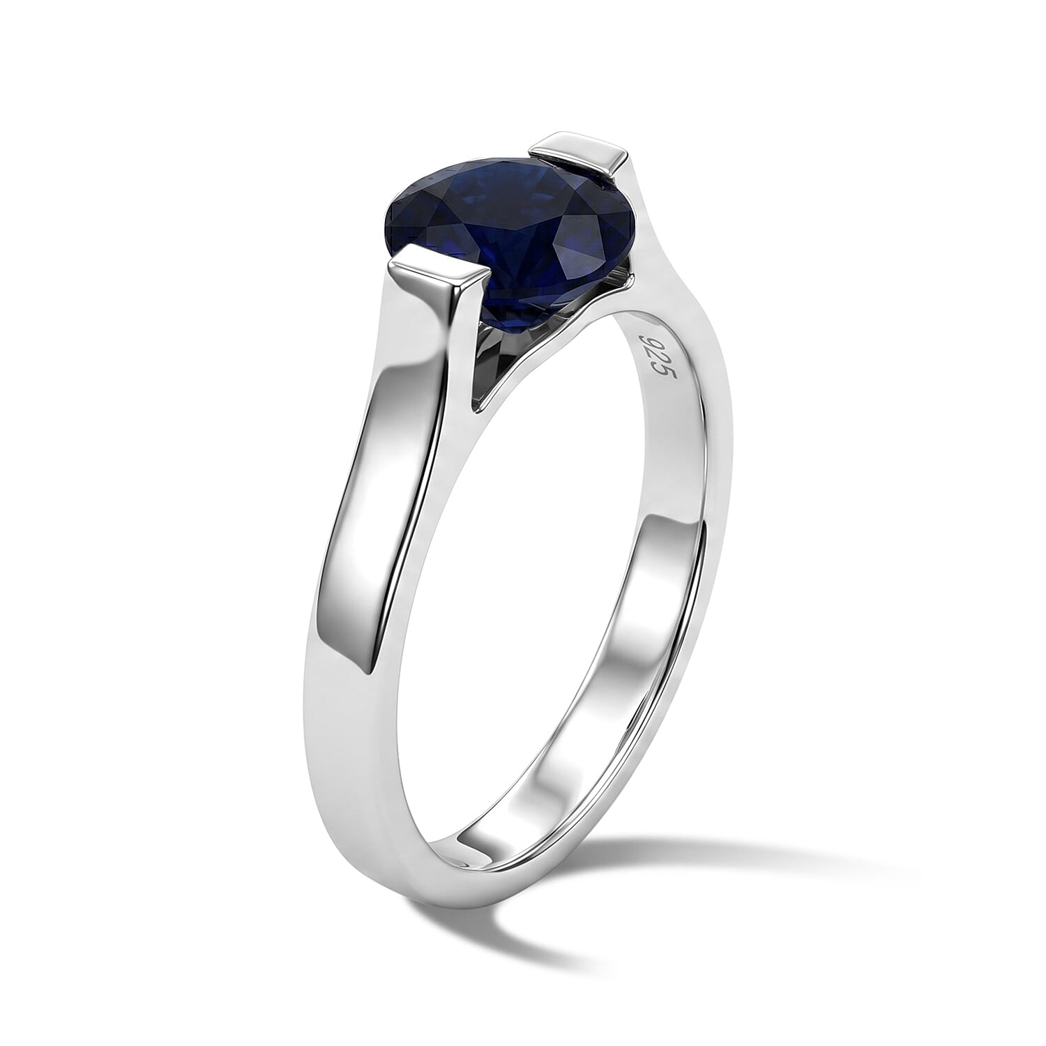 Blue Sapphire 1.75 ctw Solitaire Ring in Sterling Silver (Size 7.0)