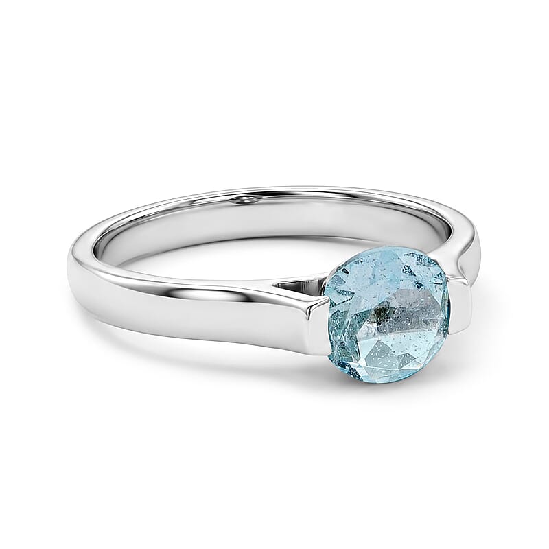 Aquamarine 1.25 ctw Solitaire Ring in Sterling Silver (Size 7.0)