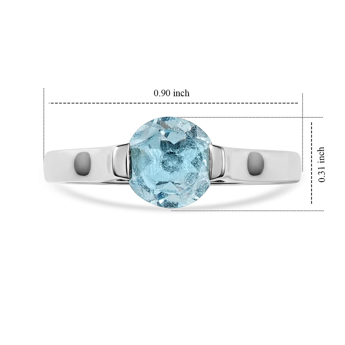 Aquamarine 1.25 ctw Solitaire Ring in Sterling Silver (Size 7.0) image number 5