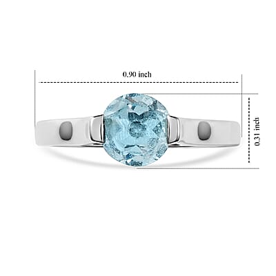 Aquamarine 1.25 ctw Solitaire Ring in Sterling Silver (Size 7.0)