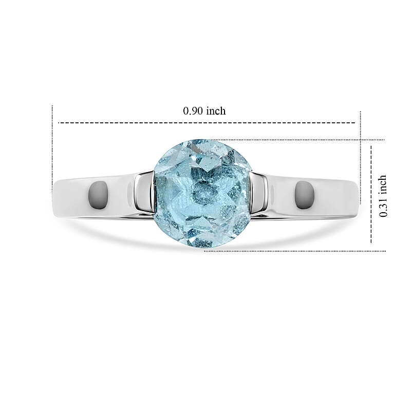Aquamarine 1.25 ctw Solitaire Ring in Sterling Silver (Size 7.0)