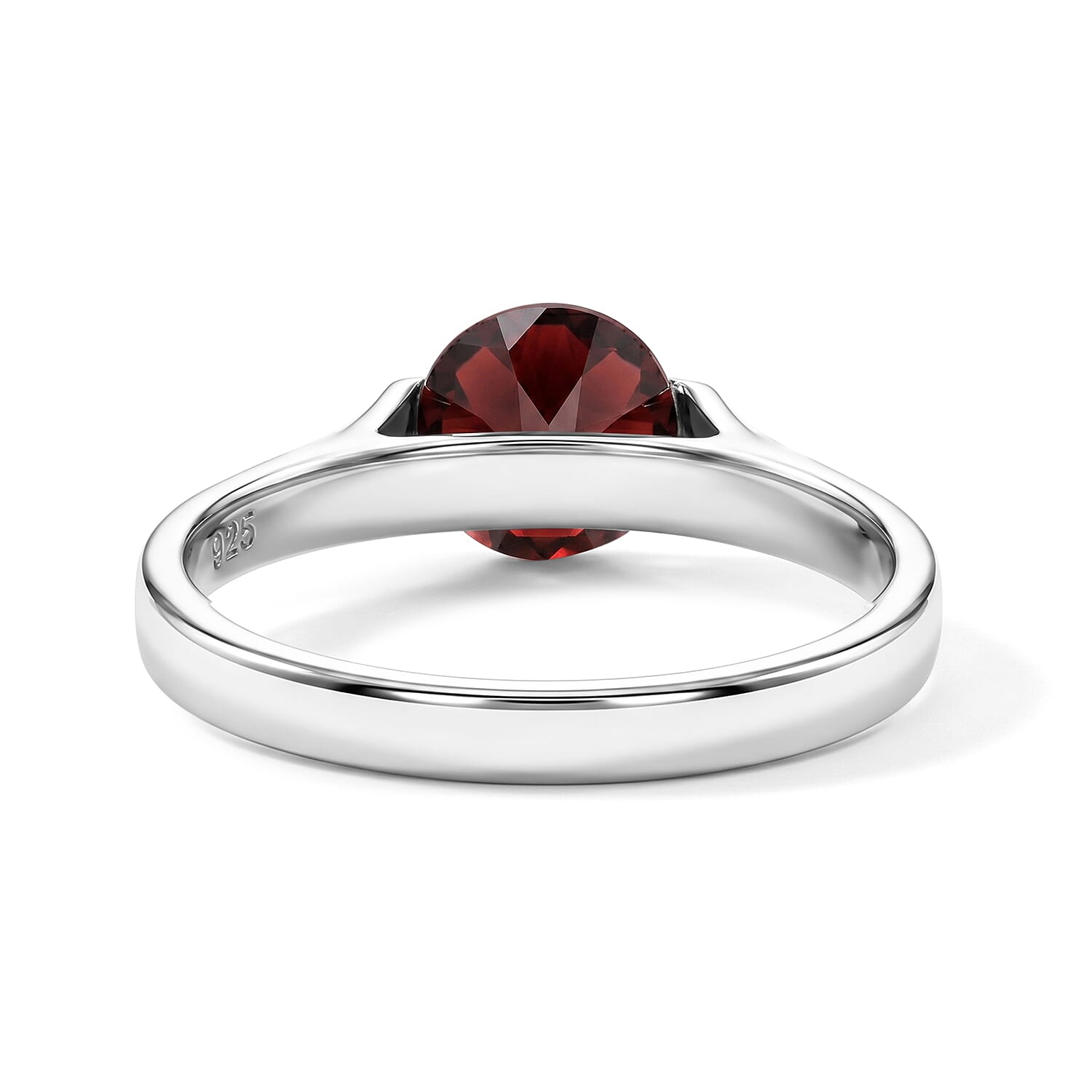 Red Garnet 1.30 ctw Solitaire Ring in Sterling Silver (Size 7.0)
