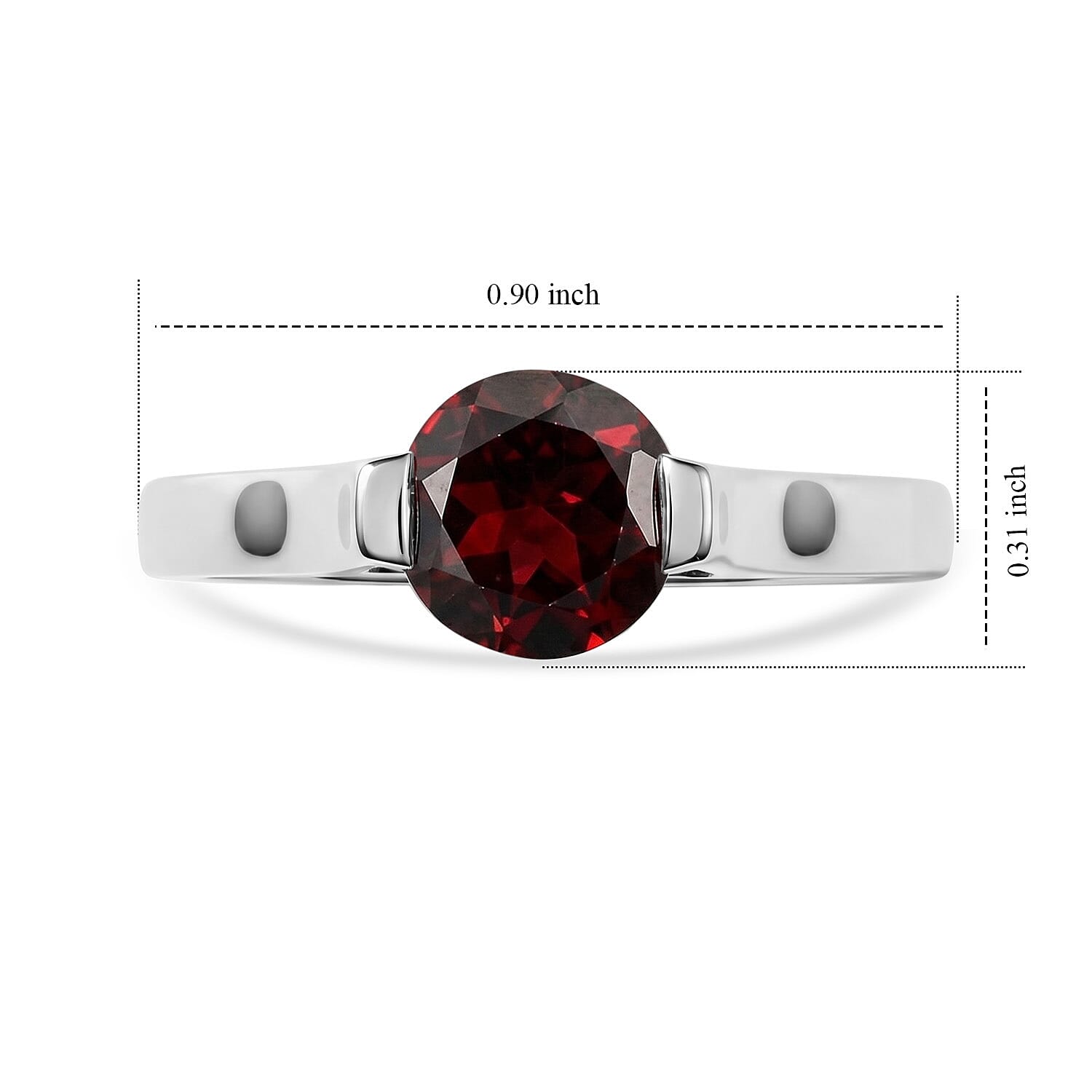 Red Garnet 1.30 ctw Solitaire Ring in Sterling Silver (Size 7.0)