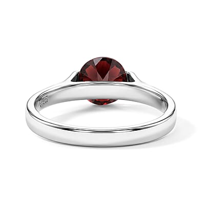 Red Garnet 1.30 ctw Solitaire Ring in Sterling Silver (Size 9.0)