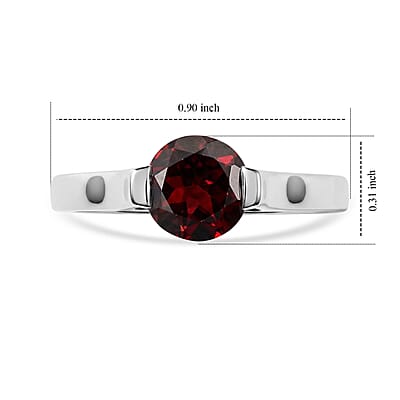 Red Garnet 1.30 ctw Solitaire Ring in Sterling Silver (Size 9.0)